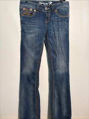 Seven7 Women's Flare Jeans in Blue Denim